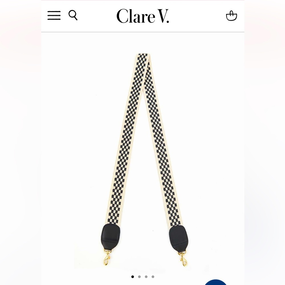 🏁EUC Clare V Crossbody Strap Black & Cream Checker
